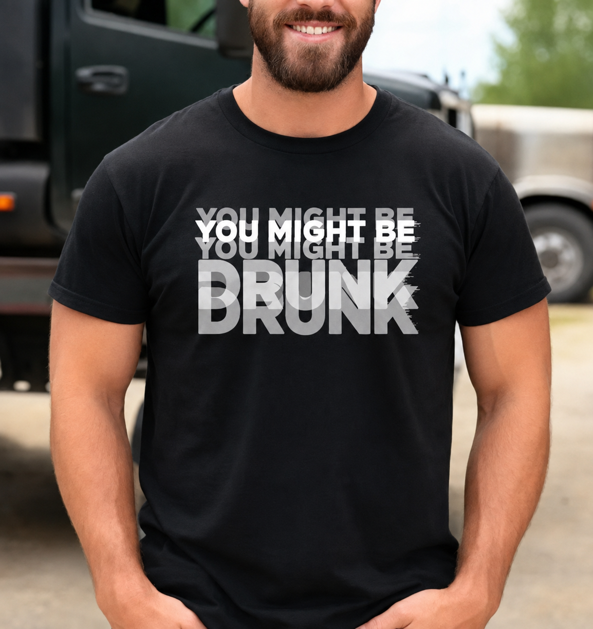 You Might Be Drunk optical illusion unisex graphic T-shirt in Black