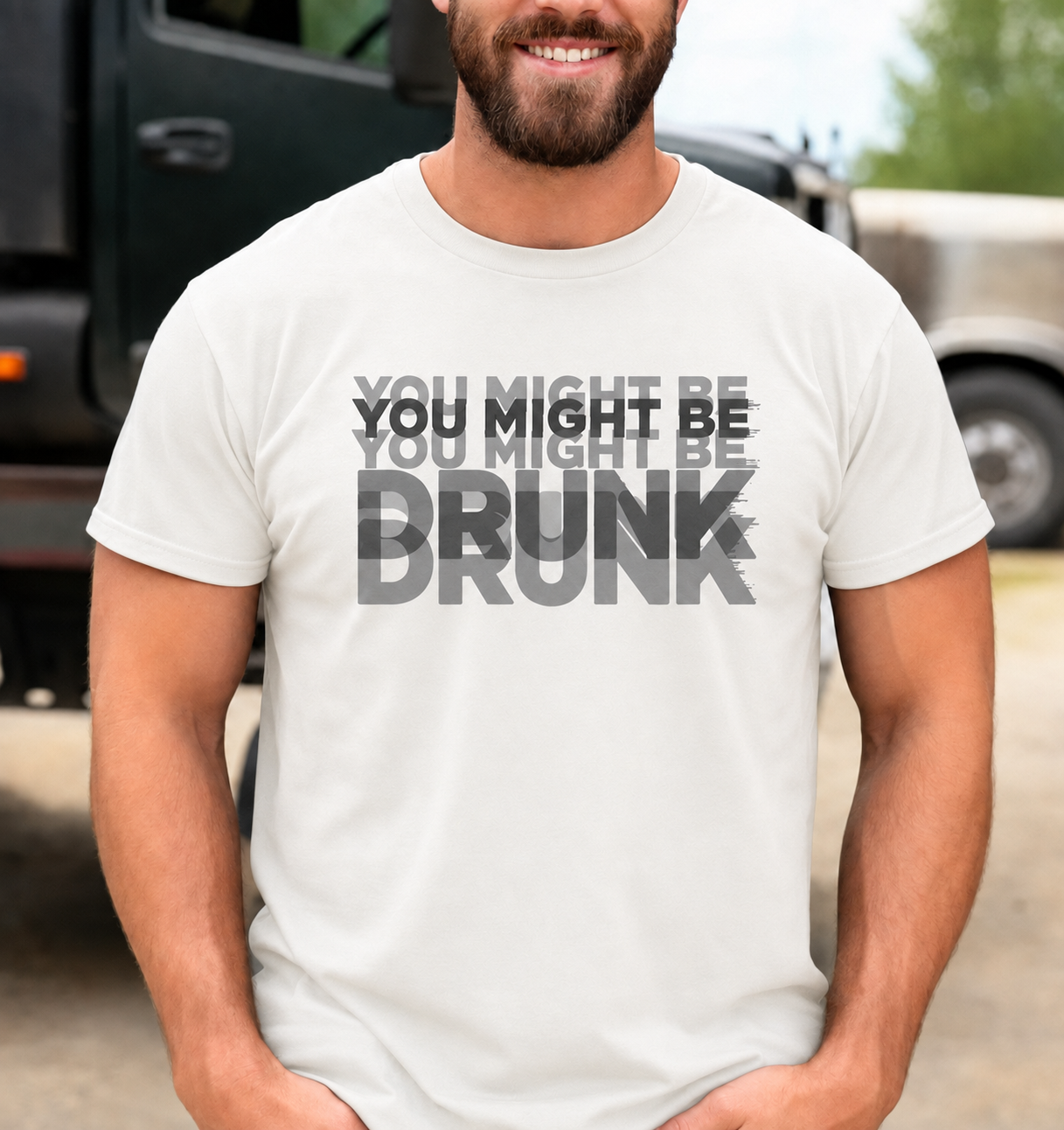 You Might Be Drunk optical illusion unisex graphic T-shirt in White