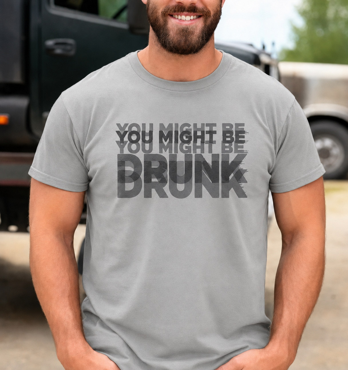 You Might Be Drunk optical illusion unisex graphic T-shirt in Sport Gray